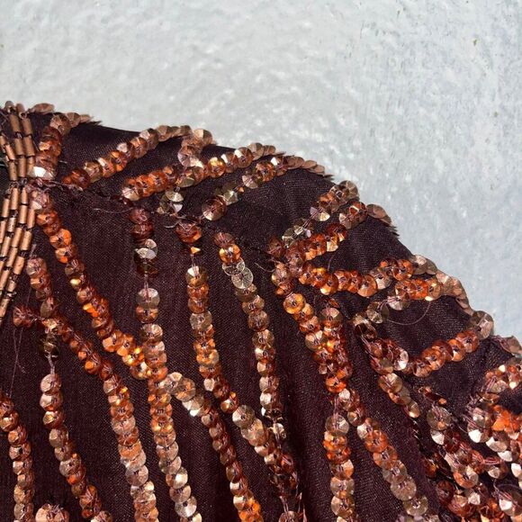 Vintage Women's Jewel Queen Sequined Beaded %100 Silk Plus Size Top 1X - Picture 5 of 8